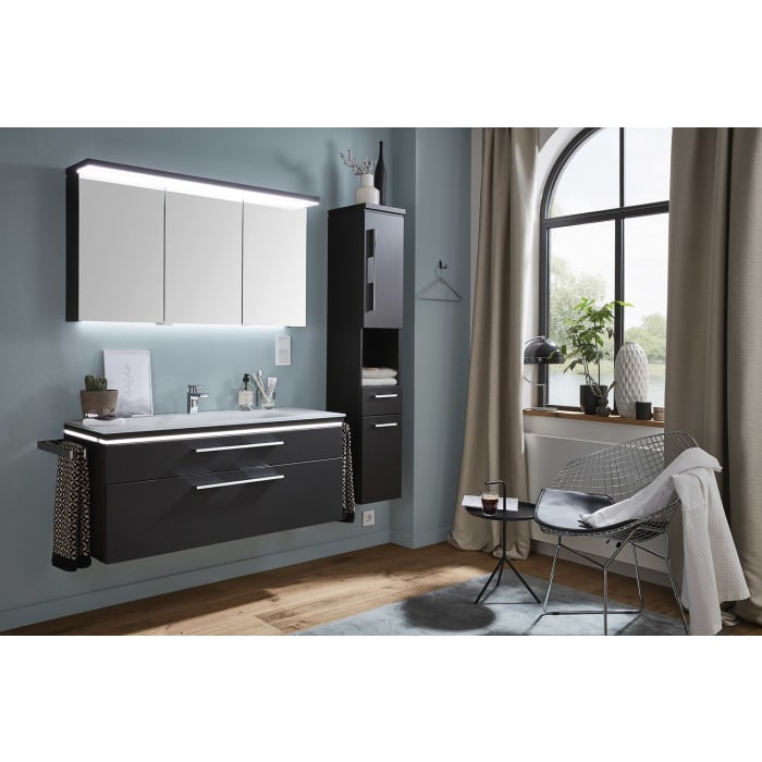 Puris Cool Line Hochschrank 40 x 30 x 164 cm mit 1 Auszug, 1 offenem Fach und 2 Türen, Anschlag rechts, Griff 295