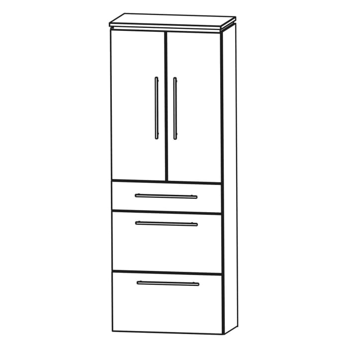 Puris Cool Line Hochschrank 60 x 30 x 164 cm mit 2 Auszügen, 1 Schubkasten und 2 Türen, Griff 292