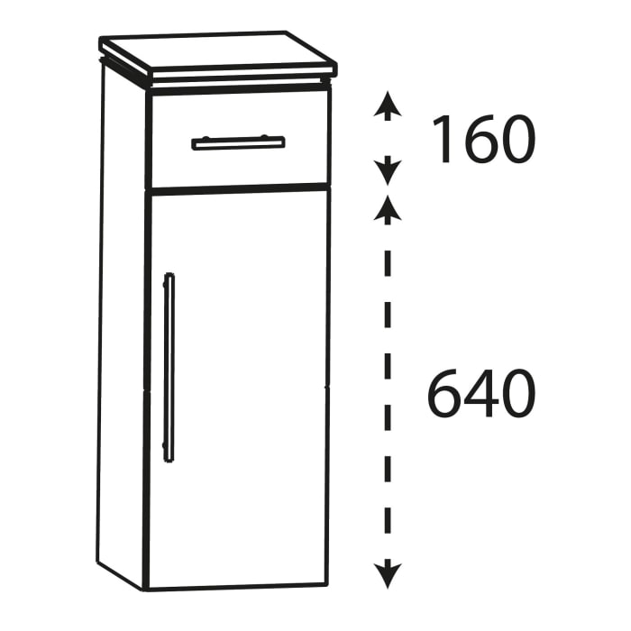 Puris Cool Line Highboard 40 x 30 x 84 cm mit 1 Schubkasten und 1 Tür, Anschlag rechts, Griff 292