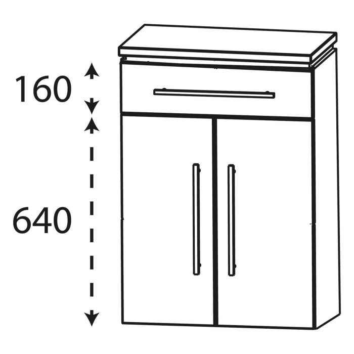Puris Cool Line Highboard 60 x 30 x 84 cm mit 1 Schubkasten und 2 Türen, Griff 292