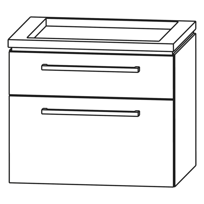 Puris Cool Line Waschtischunterschrank 60 x 47 x 52,4 cm mit LED-Beleuchtungsprofil, Griff 289