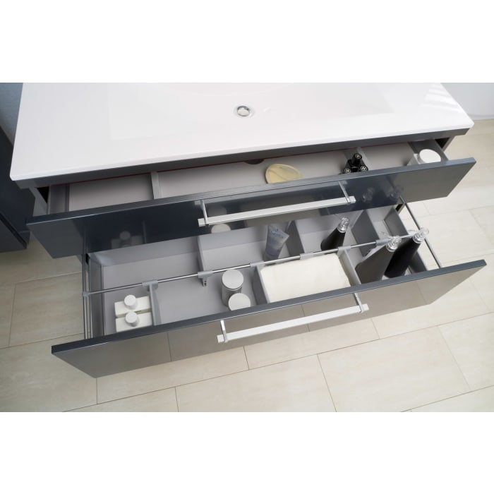 Puris Cool Line Waschtischunterschrank 60 x 47 x 52,4 cm mit LED-Beleuchtungsprofil, Griff 289