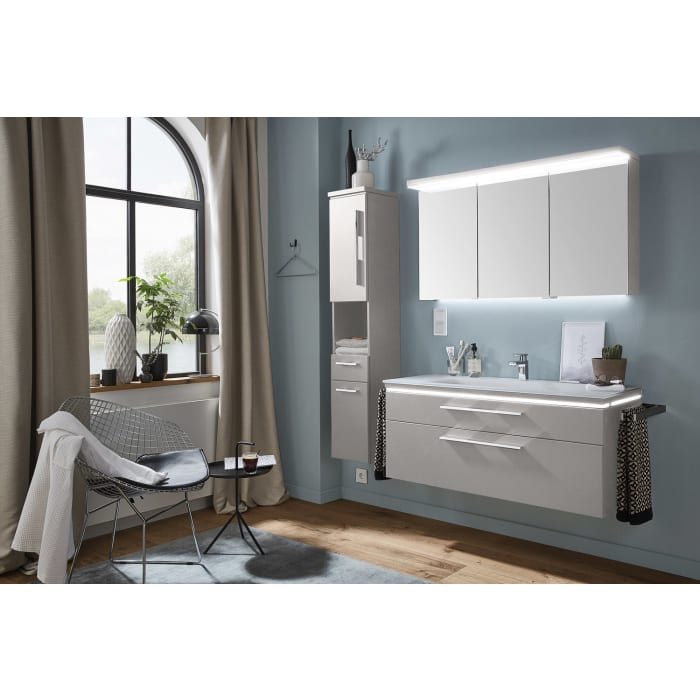 Puris Cool Line Waschtischunterschrank 60 x 47 x 52,4 cm mit LED-Beleuchtungsprofil, Griff 289