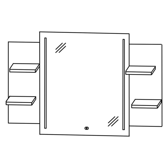 Puris c!puro Badspiegel 120 x 80 cm mit 2 LED Streifen und Ablagen rechts und links