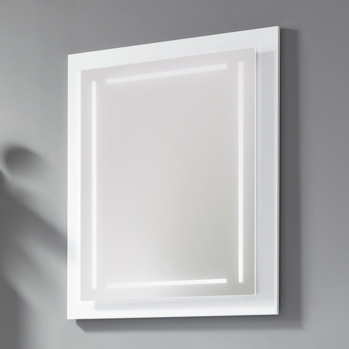 Puris c!puro Badspiegel 60 x 74 cm mit 4 LED Streifen für ideales Licht im Badezimmer
