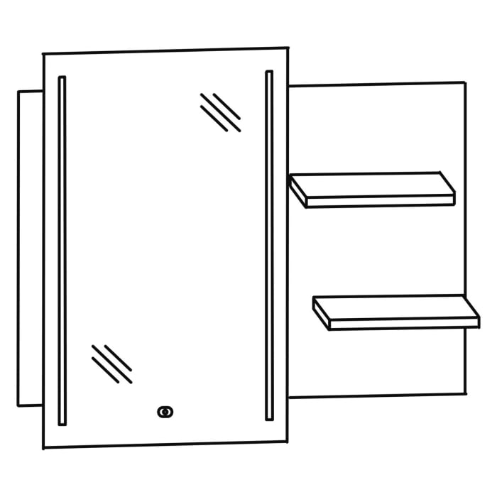 Puris c!puro Badspiegel 90 x 80 cm mit 2 LED Streifen und Ablagen rechts