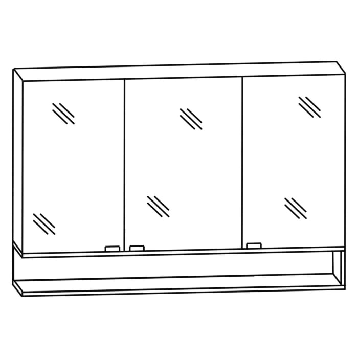 Puris c!mano Serie A Spiegelschrank 120 x 80 cm mit 3 Türen und Regal links geöffnet