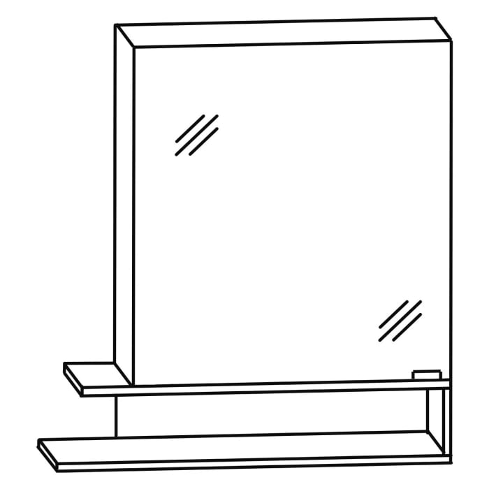 Puris c!mano Serie B Spiegelschrank 75 x 80 cm mit 1 Tür, Anschlag links und Regal links geöffnet