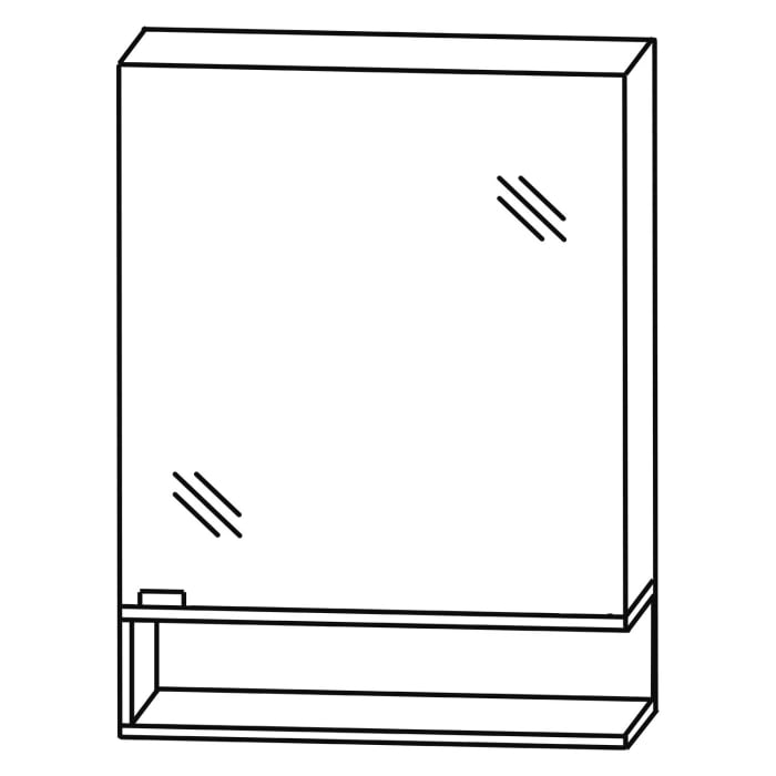 Puris c!mano Serie A Spiegelschrank 60 x 80 cm mit 1 Tür, Anschlag rechts und Regal rechts geöffnet