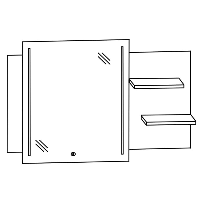 Puris Badspiegel c!mano 120 x 80 cm mit 2 LED Streifen und Ablagen rechts