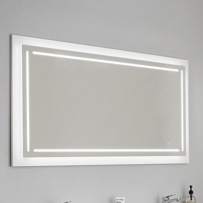 Puris c!mano Badspiegel 120 x 74 cm mit 4 LED Streifen für stilvolle Beleuchtung im Badezimmer