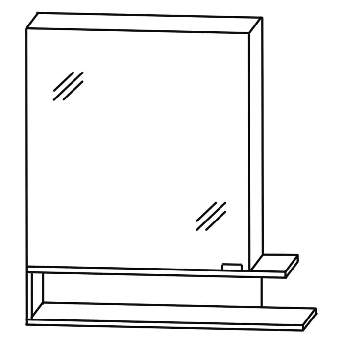 Puris c!puro Serie B Spiegelschrank 75 x 80 cm mit 1 Tür, Anschlag links und Regal rechts geöffnet