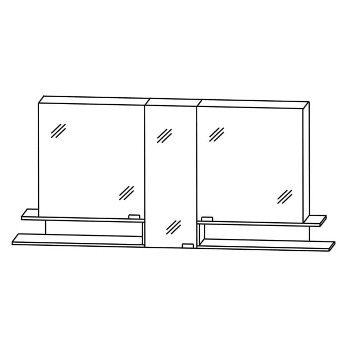 Puris c!puro Serie B Spiegelschrank 180 x 80 cm mit 3 Türen und 2 Regalen beidseitig geöffnet