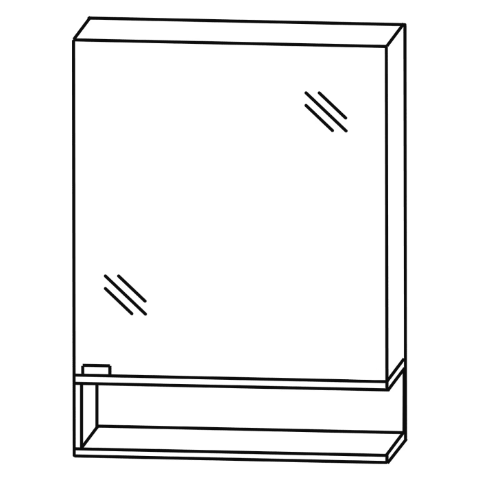 Puris c!puro Serie A Spiegelschrank 60 x 80 cm mit 1 Tür, Anschlag rechts und Regal rechts geöffnet