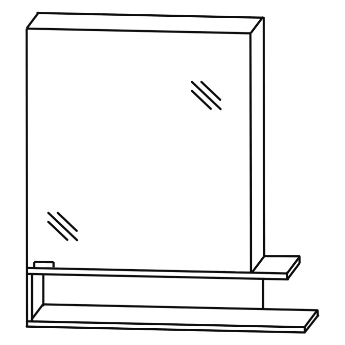 Puris c!puro Serie B Spiegelschrank 75 x 80 cm mit 1 Tür, Anschlag rechts und Regal rechts geöffnet