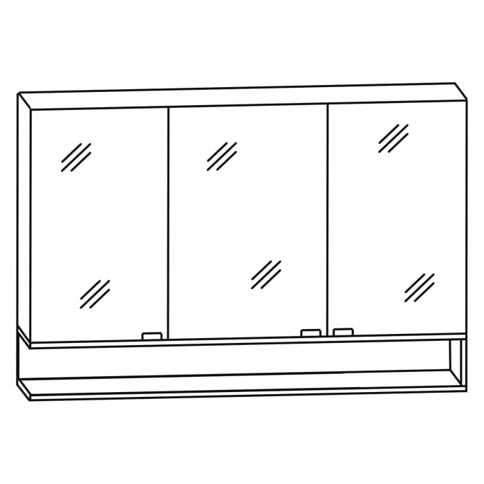 Puris c!puro Serie A Spiegelschrank 120 x 80 cm mit 3 Türen und Regal links geöffnet