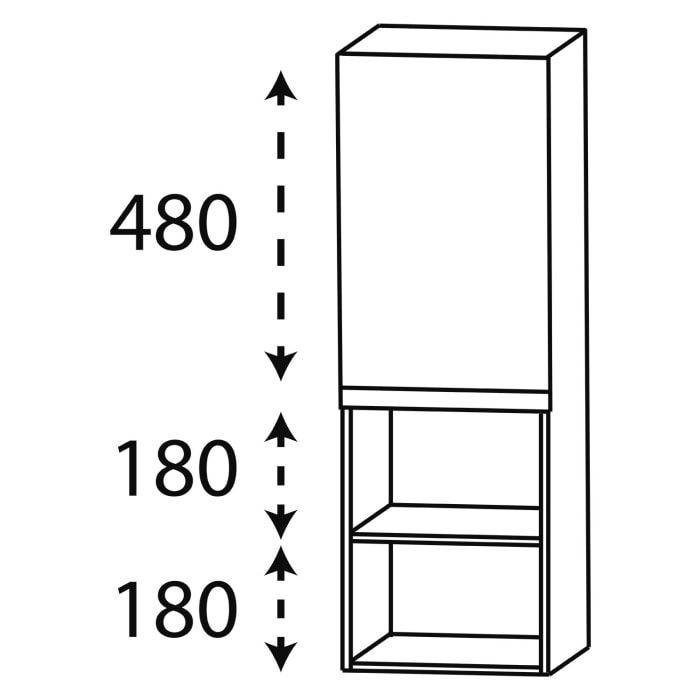 Puris c!puro Highboard 30 cm mit 1 Tür, Anschlag links, 1 offenes Fach, Griff 352