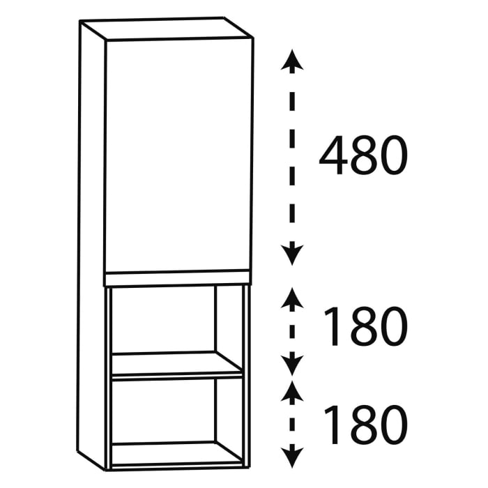 Puris c!puro Highboard 30 cm mit 1 Tür, Anschlag rechts, 1 offenes Fach, Griff 352