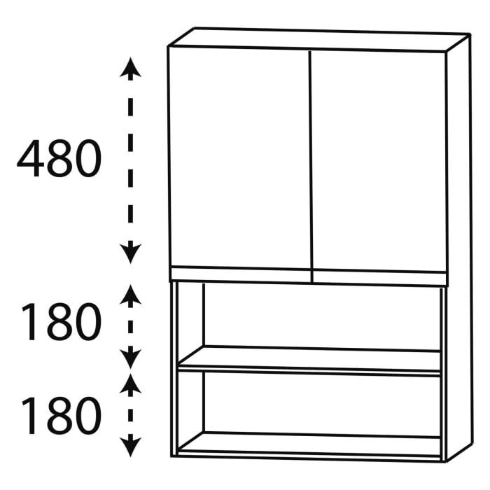 Puris c!puro Highboard 60 cm mit 2 Türen, 1 offenes Fach, Griff 352