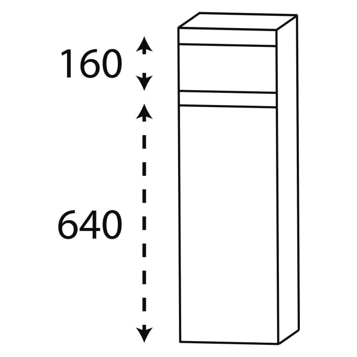 Puris c!puro Highboard 30 cm mit 1 Tür, Anschlag links, 1 Schubkasten, Griff 351