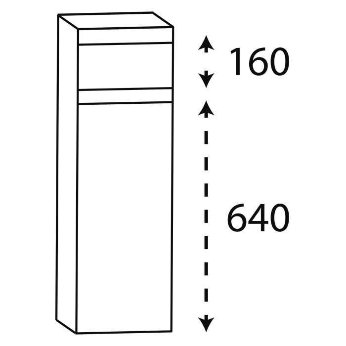 Puris c!puro Highboard 30 cm mit 1 Tür, Anschlag rechts, 1 Schubkasten, Griff 351