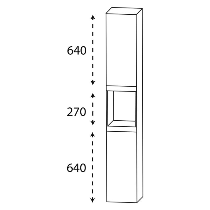 Puris c!puro Hochschrank 30 cm mit 2 Türen, Anschlag links, 1 offenes Fach, Griff 351