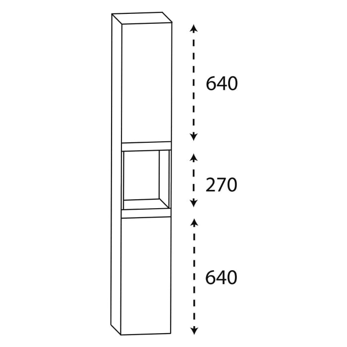 Puris c!puro Hochschrank 30 cm mit 2 Türen, Anschlag rechts, 1 offenes Fach, Griff 352