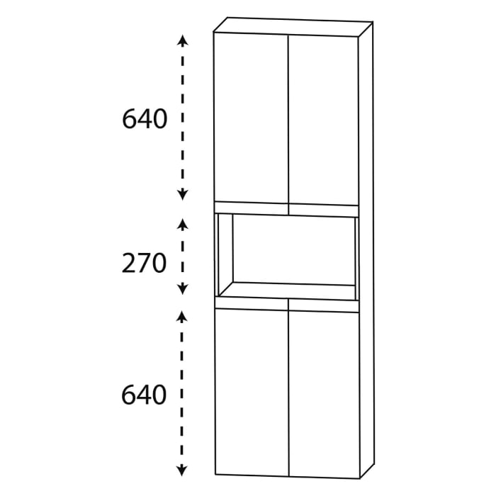 Puris c!puro Hochschrank 60 cm mit 4 Türen, 1 offenes Fach, Griff 351