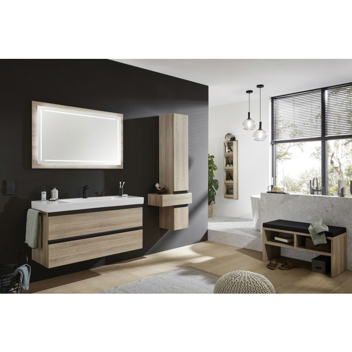 Puris c!puro Hochschrank 60 cm mit 1 Tür, Anschlag rechts, 1 Schubkasten, 1 Auszug, Griff 351