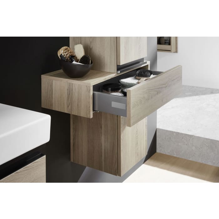 Puris c!puro Hochschrank 60 cm mit 1 Tür, Anschlag rechts, 1 Schubkasten, 1 Auszug, Griff 351