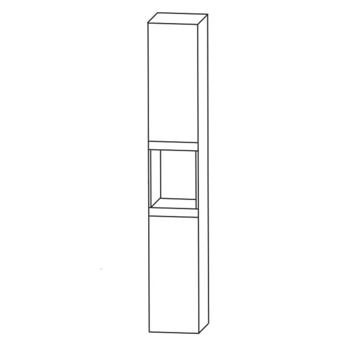 Puris c!puro Hochschrank 40 cm mit 1 Tür, Anschlag links, 1 offenes Fach, Wäschekippe, Griff 351