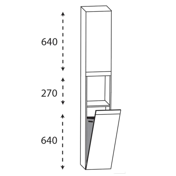 Puris c!puro Hochschrank 40 cm mit 1 Tür, Anschlag rechts, 1 offenes Fach, Wäschekippe, Griff 351