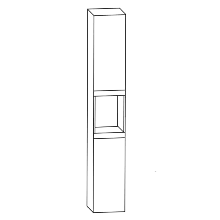 Puris c!puro Hochschrank 40 cm mit 1 Tür, Anschlag rechts, 1 offenes Fach, Wäschekippe, Griff 352