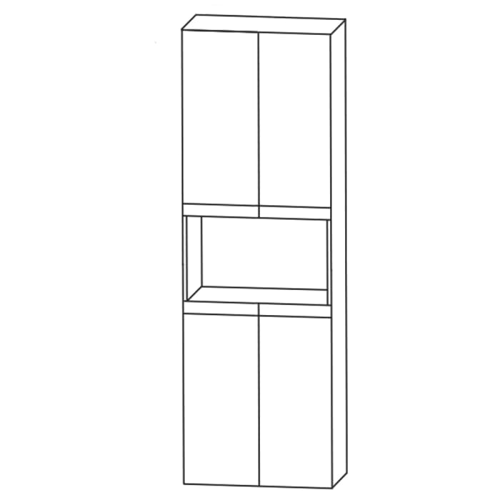 Puris c!puro Hochschrank 60 cm mit 2 Türen, 1 offenes Fach, Wäschekippe, Griff 352