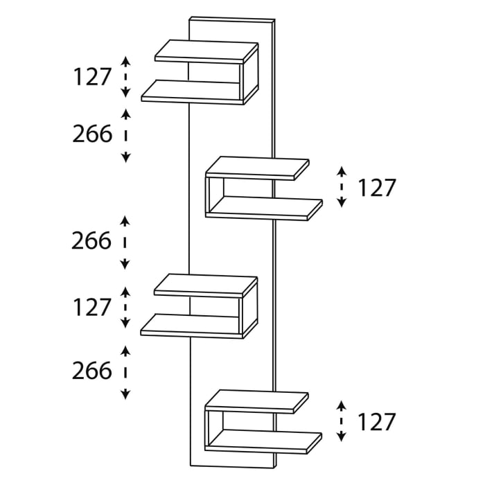 Puris c!puro Hochschrankregal 30 cm mit 4 überstehenden Fächern