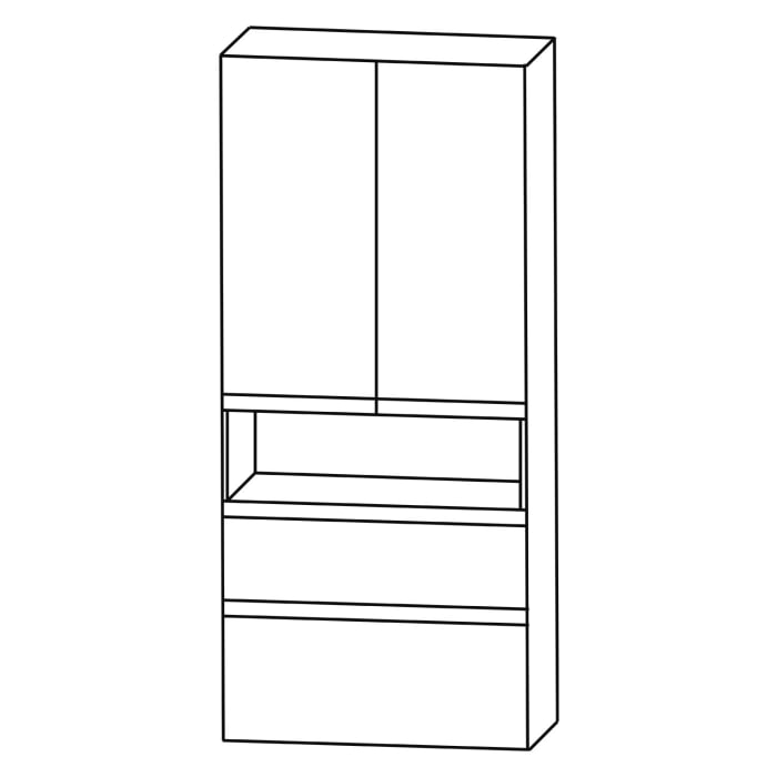 Puris c!puro Mittelschrank 60 cm mit 2 Türen, 1 offenes Fach, 2 Auszüge, Griff 352