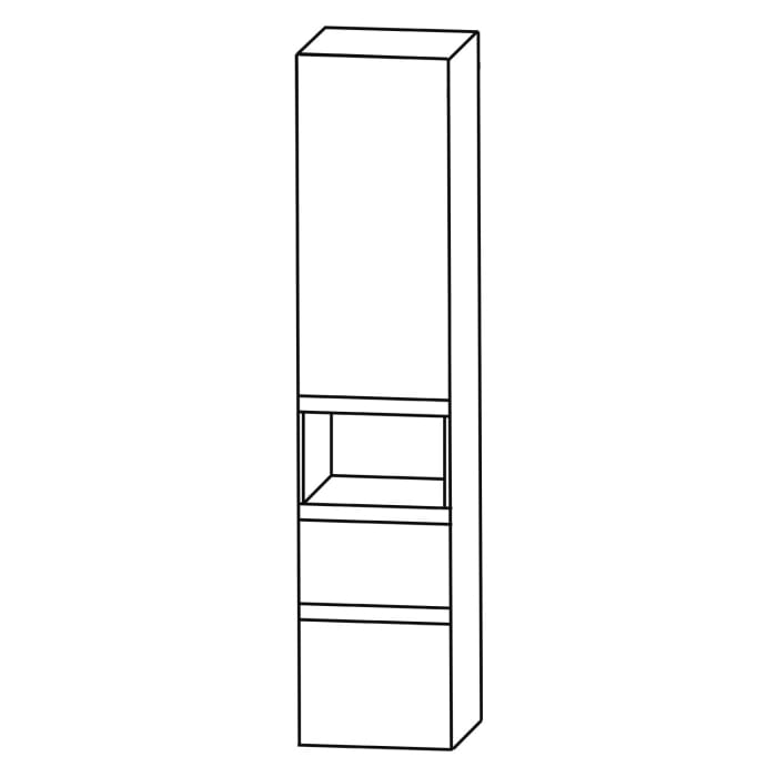 Puris c!puro Mittelschrank 30 cm mit 1 Tür, Anschlag links, 1 offenes Fach, 2 Auszüge, Griff 351