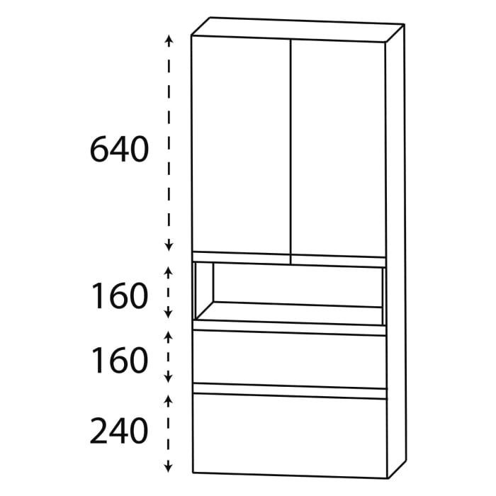 Puris c!puro Mittelschrank 60 cm mit 2 Türen, 1 offenes Fach, 2 Auszüge, Griff 351