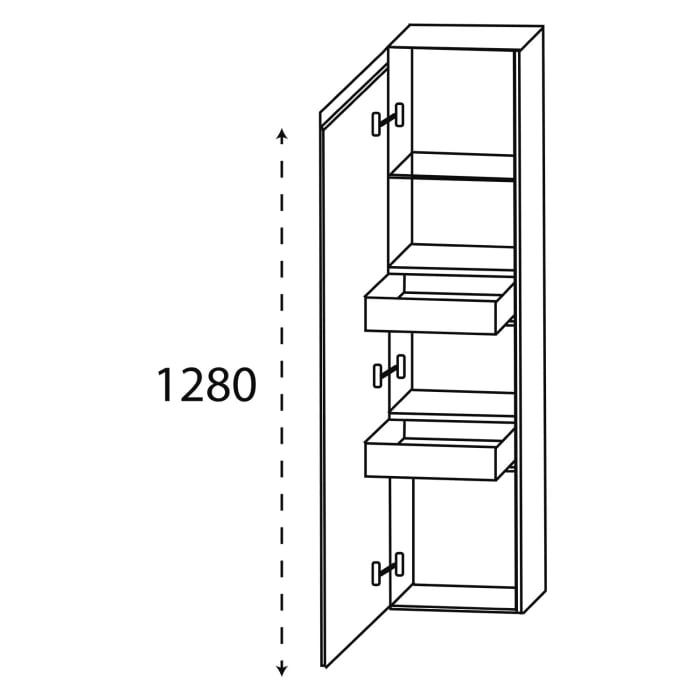 Puris c!puro Mittelschrank 30 cm mit 1 Tür, Anschlag links, 2 Innenschubkästen, Griff 352