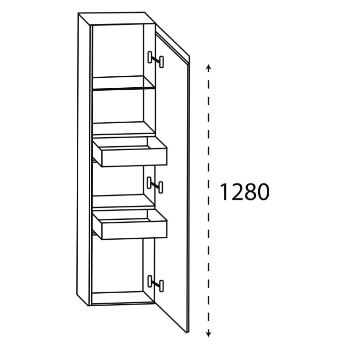 Puris c!puro Mittelschrank 30 cm mit 1 Tür, Anschlag rechts, 2 Innenschubkästen, Griff 351