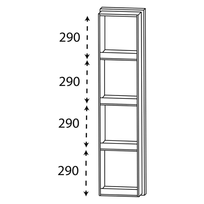 Puris c!puro Mittelschrankregal 30 cm mit 4 Fächern, Frontblende schwarz matt