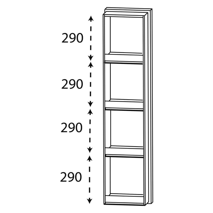 Puris c!puro Mittelschrankregal 30 cm mit 4 Fächern, Frontblende in Korpusfarbe