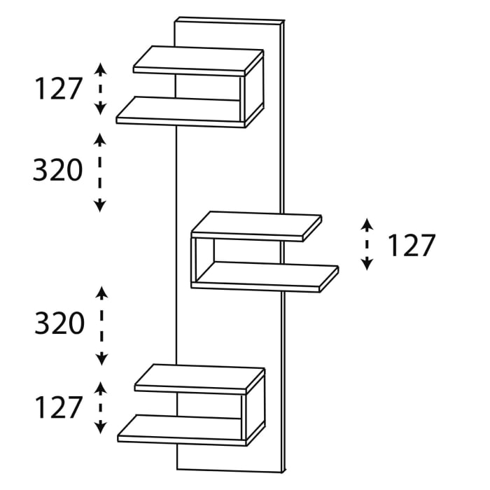 Puris c!puro Mittelschrankregal 30 cm mit 3 überstehenden Fächern