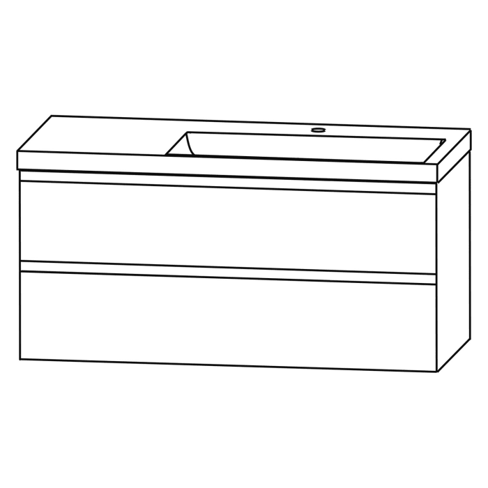 Puris c!puro Waschtischset 122 cm mit Waschtisch, Ablage links und Waschtischunterschrank mit 2 Auszügen, Griff 352