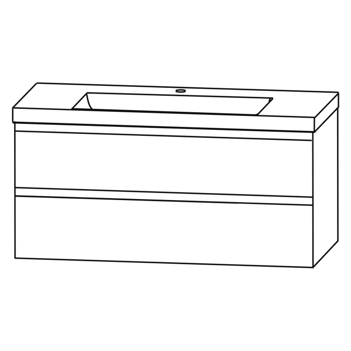 Puris c!puro Waschtischset 122 cm mit Waschtischunterschrank mit 2 Auszügen, Griff 351