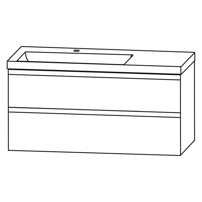 Puris c!puro Waschtischset 122 cm mit Waschtisch, Ablage rechts und Waschtischunterschrank mit 2 Auszügen, Griff 352
