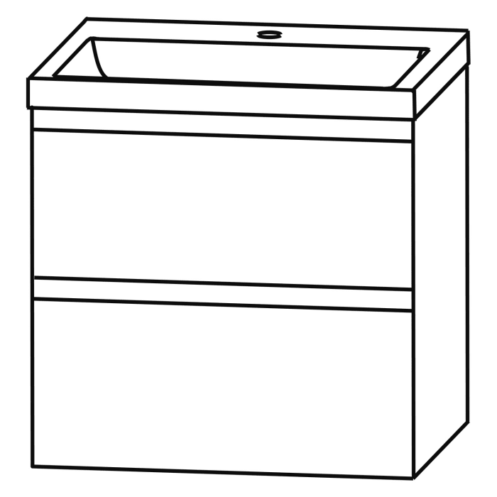 Puris c!puro Waschtischset 62 cm mit Waschtischunterschrank mit 2 Auszügen, Griff 352