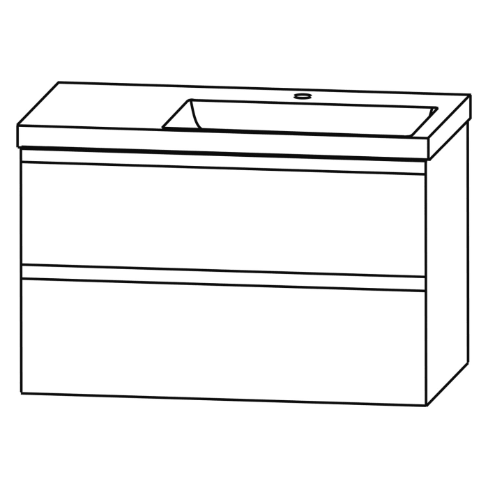 Puris c!puro Waschtischset 92 cm mit Waschtisch, Ablage links und Waschtischunterschrank mit 2 Auszügen, Griff 352