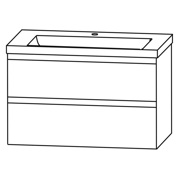 Puris c!puro Waschtischset 92 cm mit Waschtischunterschrank mit 2 Auszügen, Griff 351