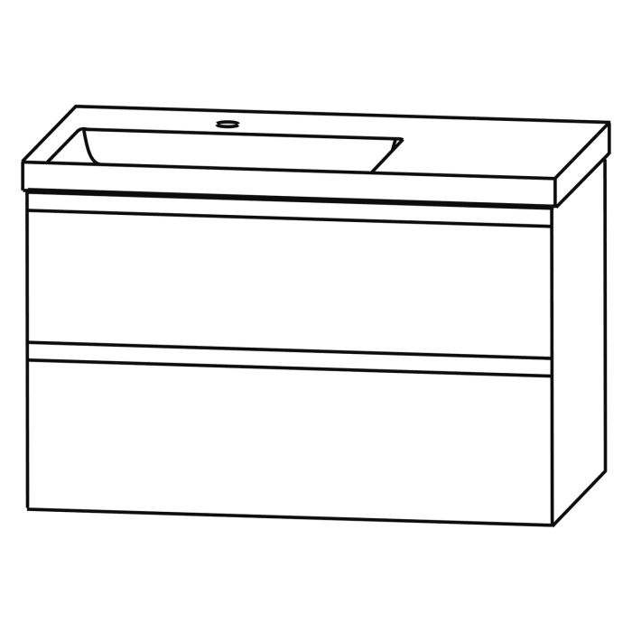 Puris c!puro Waschtischset 92 cm mit Waschtisch, Ablage rechts und Waschtischunterschrank mit 2 Auszügen, Griff 351
